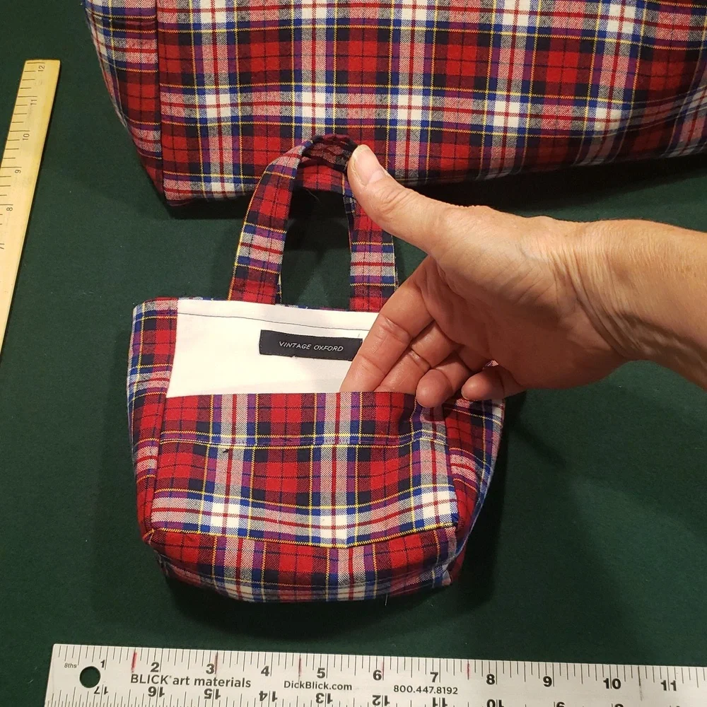 Ralph Lauren Red and White Plaid Tote Set - Picture 6 of 10